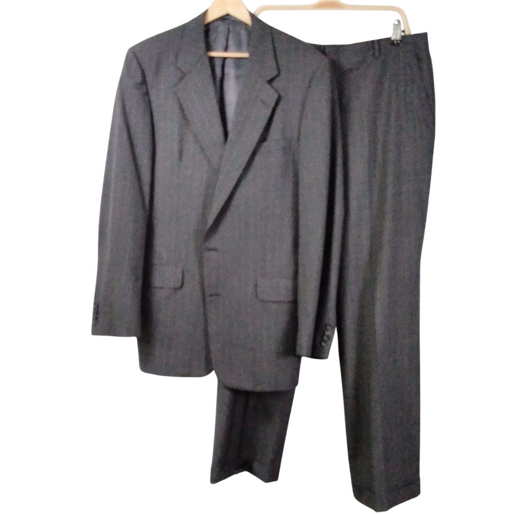 Hickey Freeman Vintage Gray Pinstripe 2 Piece Wool Suit CuffedMens 42L‎ 36/31